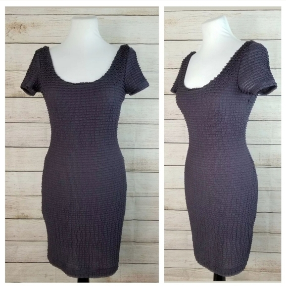 Pins & Needles S Gray Stretchy Ruffled Mini Dress - Picture 3 of 6